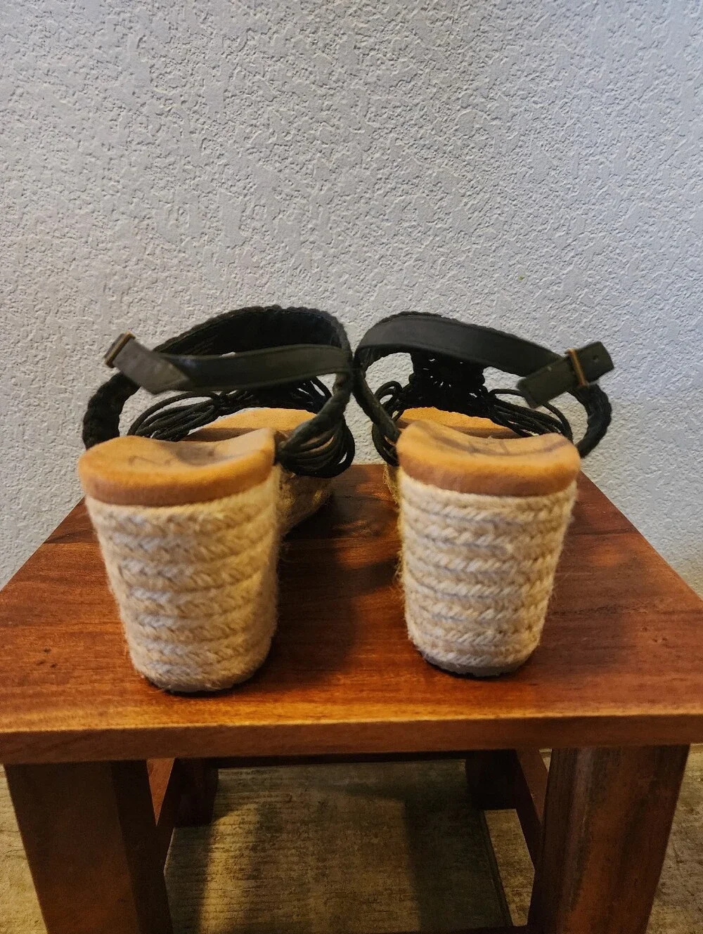 Zodiac Black Braided Espadrille Wedge Sandals
